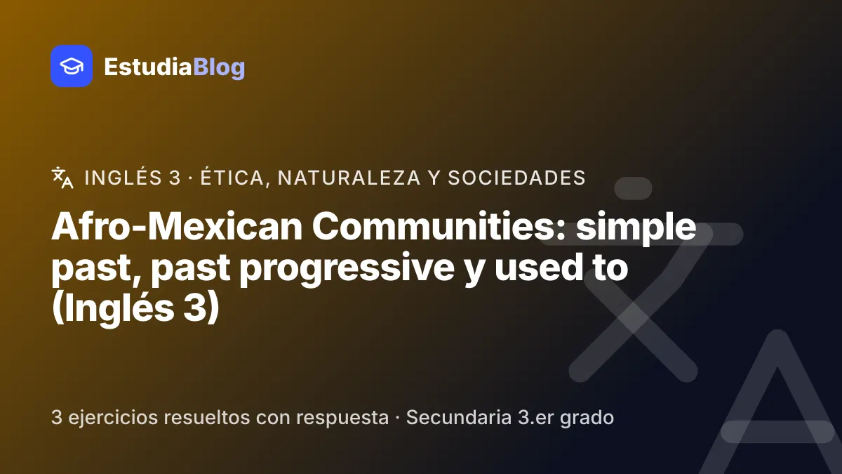 Portada de la clase «Afro-Mexican Communities: simple past, past progressive y used to (Inglés 3)» del curso de Inglés 3