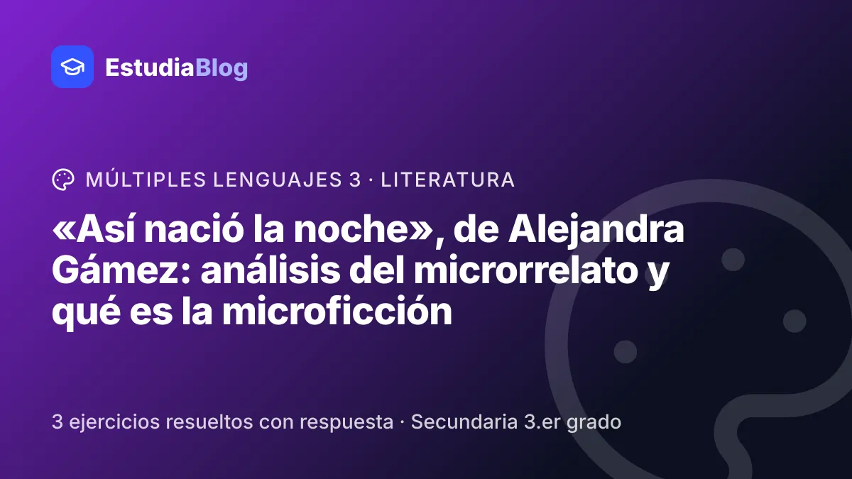 Portada de la clase ««Así nació la noche», de Alejandra Gámez: análisis del microrrelato y qué es la microficción» del curso de Múltiples lenguajes 3