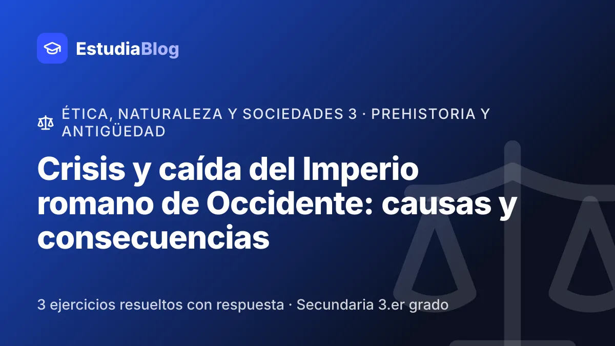Portada de la clase «Crisis y caída del Imperio romano de Occidente: causas y consecuencias» del curso de Ética, naturaleza y sociedades 3