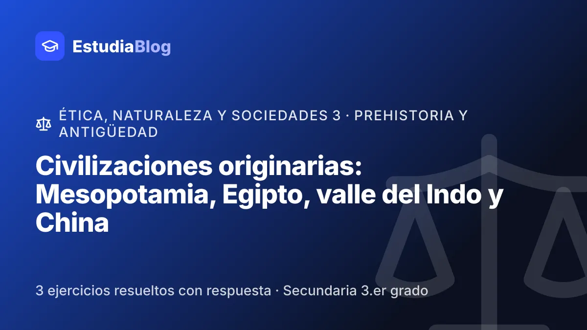 Portada de la clase «Civilizaciones originarias: Mesopotamia, Egipto, valle del Indo y China» del curso de Ética, naturaleza y sociedades 3