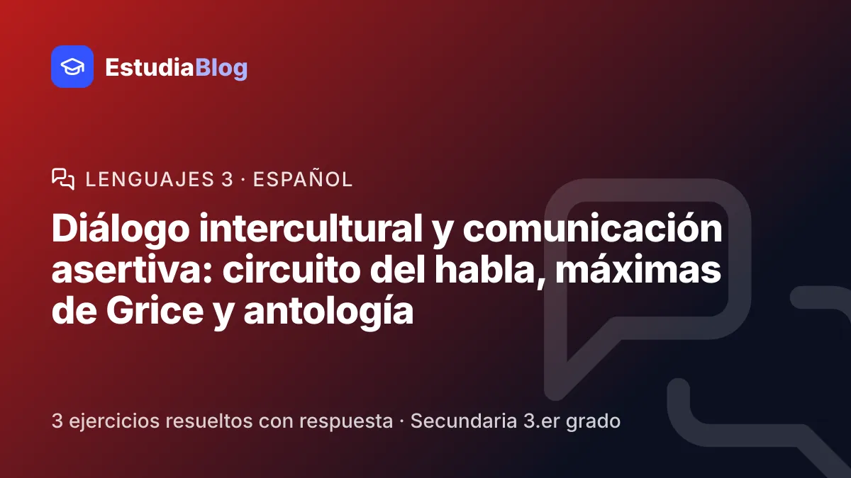 Portada de la clase «Diálogo intercultural y comunicación asertiva: circuito del habla, máximas de Grice y antología» del curso de Lenguajes 3