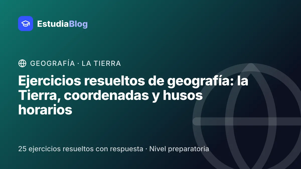 Portada de la clase «Ejercicios resueltos de geografía: la Tierra, coordenadas y husos horarios» del curso de Geografía