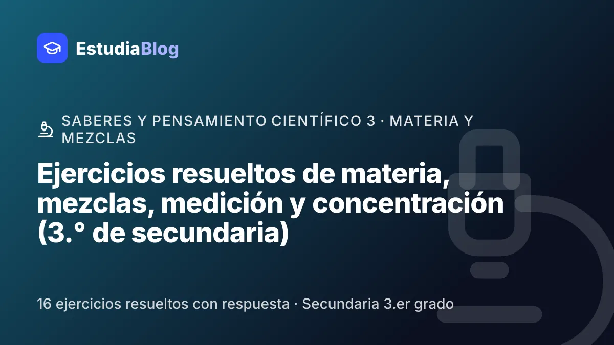 Portada de la clase «Ejercicios resueltos de materia, mezclas, medición y concentración (3.° de secundaria)» del curso de Saberes y pensamiento científico 3