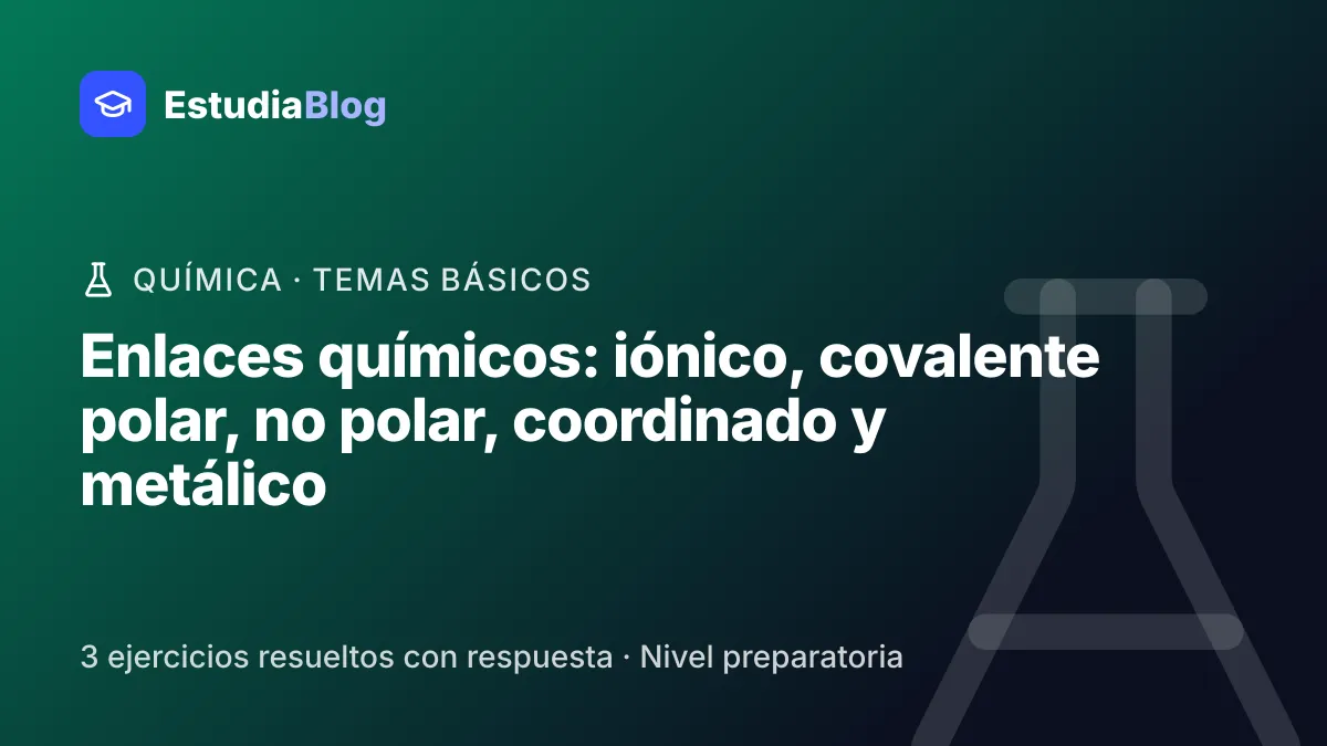 Portada de la clase «Enlaces químicos: iónico, covalente polar, no polar, coordinado y metálico» del curso de Química