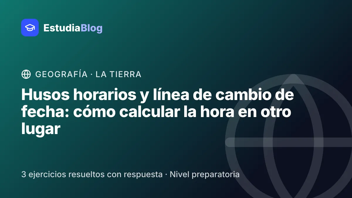 Portada de la clase «Husos horarios y línea de cambio de fecha: cómo calcular la hora en otro lugar» del curso de Geografía