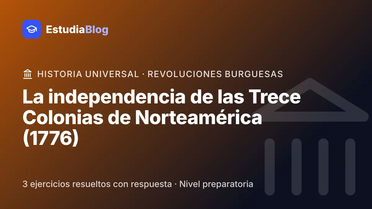 Portada de la clase «La independencia de las Trece Colonias de Norteamérica (1776)» del curso de Historia Universal