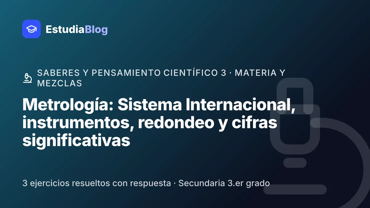 Portada de la clase «Metrología: Sistema Internacional, instrumentos, redondeo y cifras significativas» del curso de Saberes y pensamiento científico 3