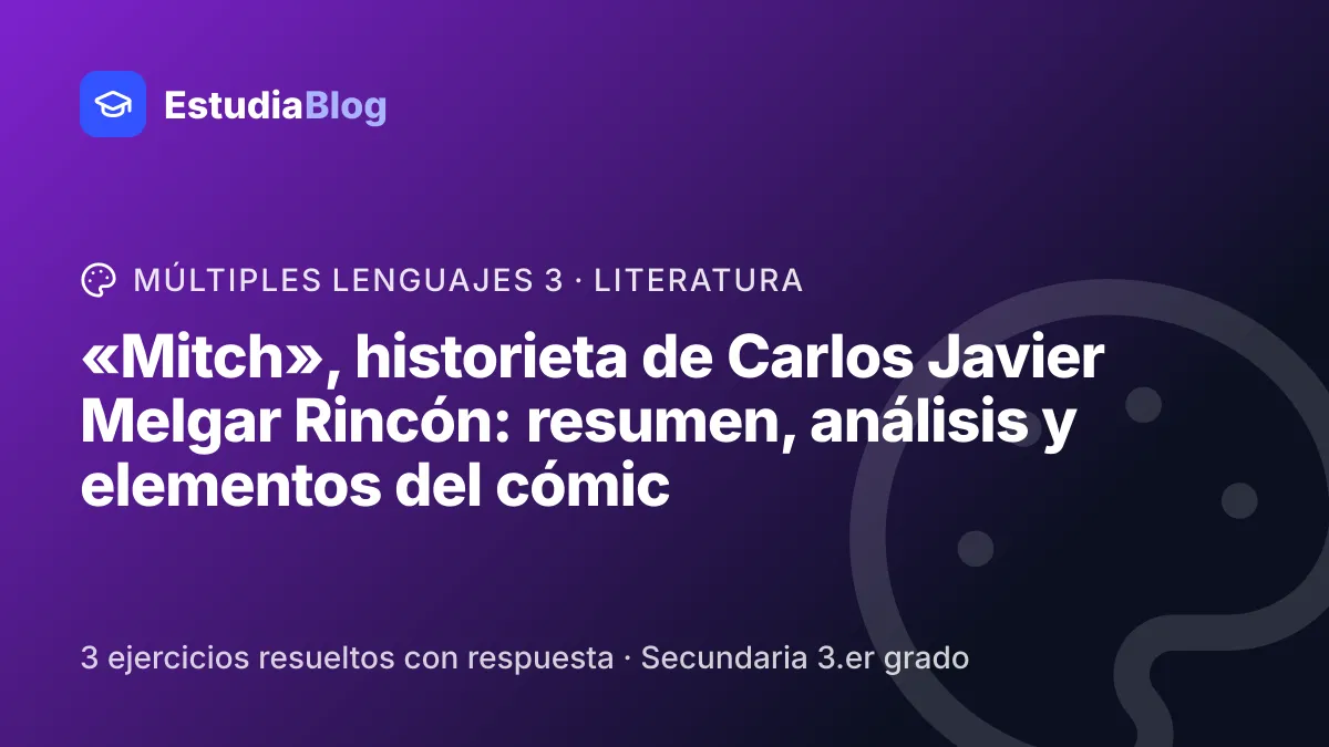 Portada de la clase ««Mitch», historieta de Carlos Javier Melgar Rincón: resumen, análisis y elementos del cómic» del curso de Múltiples lenguajes 3