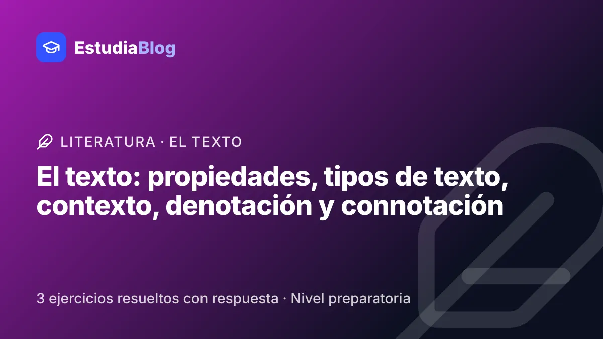 Portada de la clase «El texto: propiedades, tipos de texto, contexto, denotación y connotación» del curso de Literatura