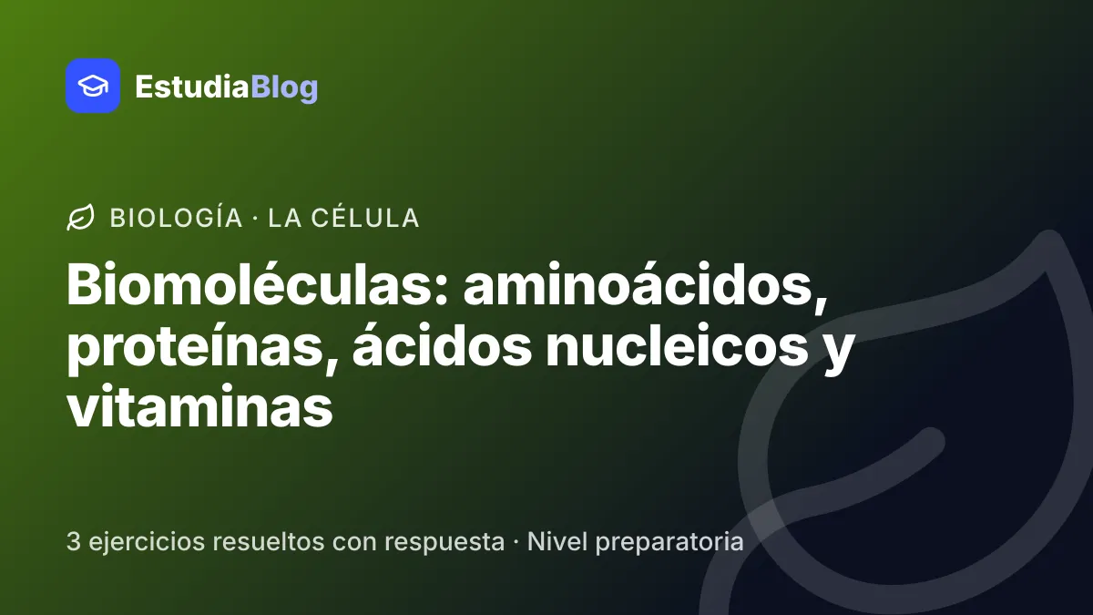 Portada de la clase «Biomoléculas: aminoácidos, proteínas, ácidos nucleicos y vitaminas» del curso de Biología
